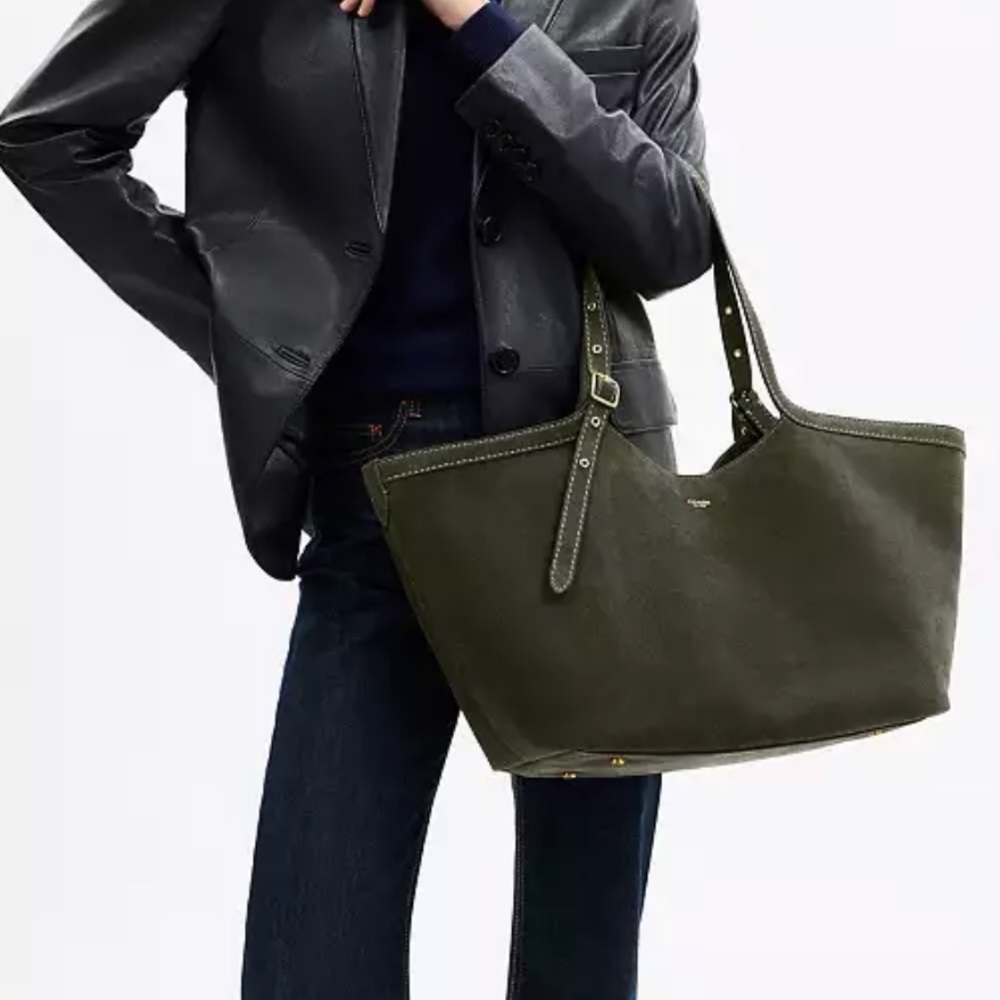 Coach Olive Green Gramercy Suede Tote Bag - Picture 4 of 8